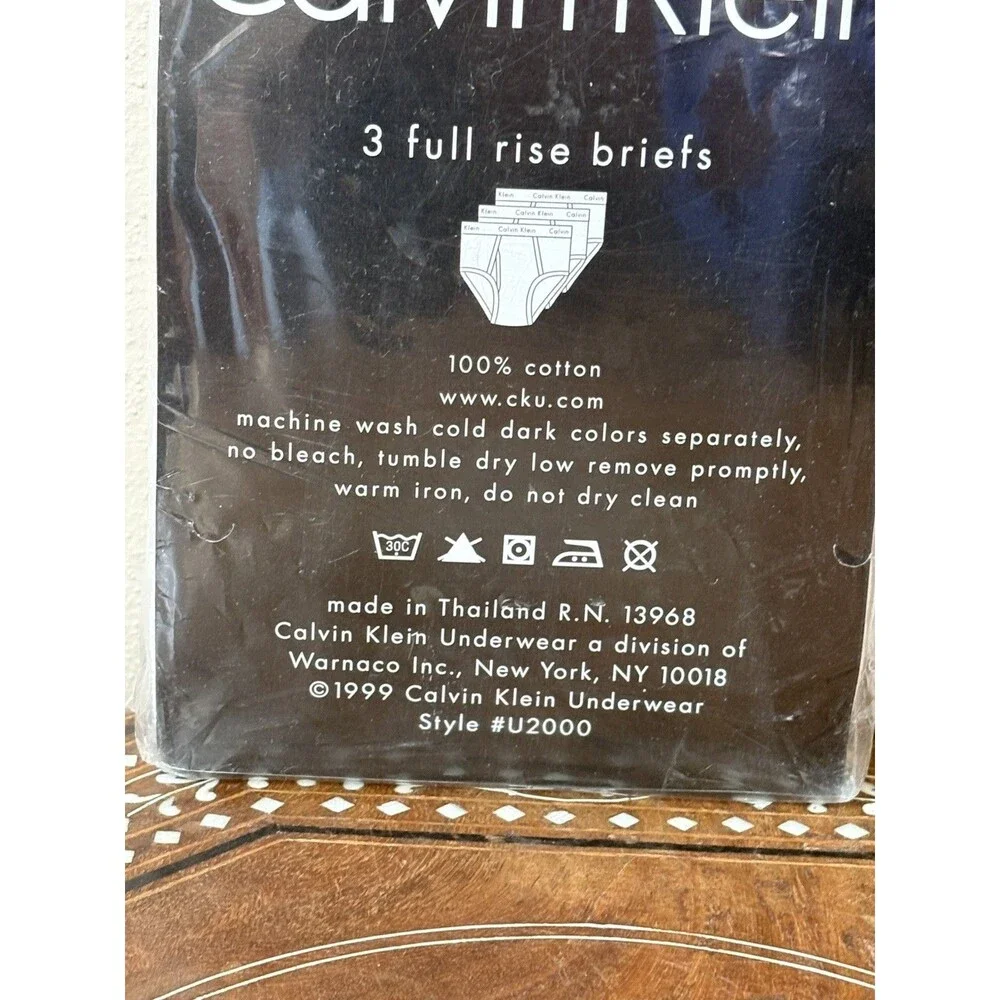 Vtg 1999 Calvin Klein Full Rise Briefs Size 36 100% Cotton Set Of 3 pair NEW
